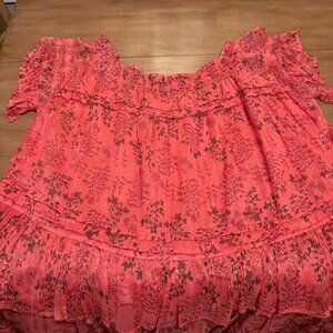 NWOT Muche Et Muchette Off-Shoulder Baby Doll Dress in Red. Size 0/S-Small